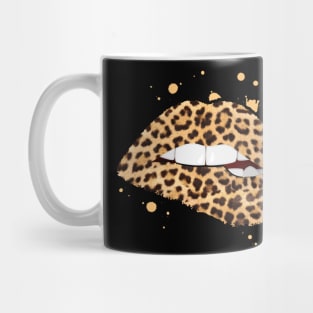 Cool Lips Bite Kiss Me Leopard Print Cheetah Mug